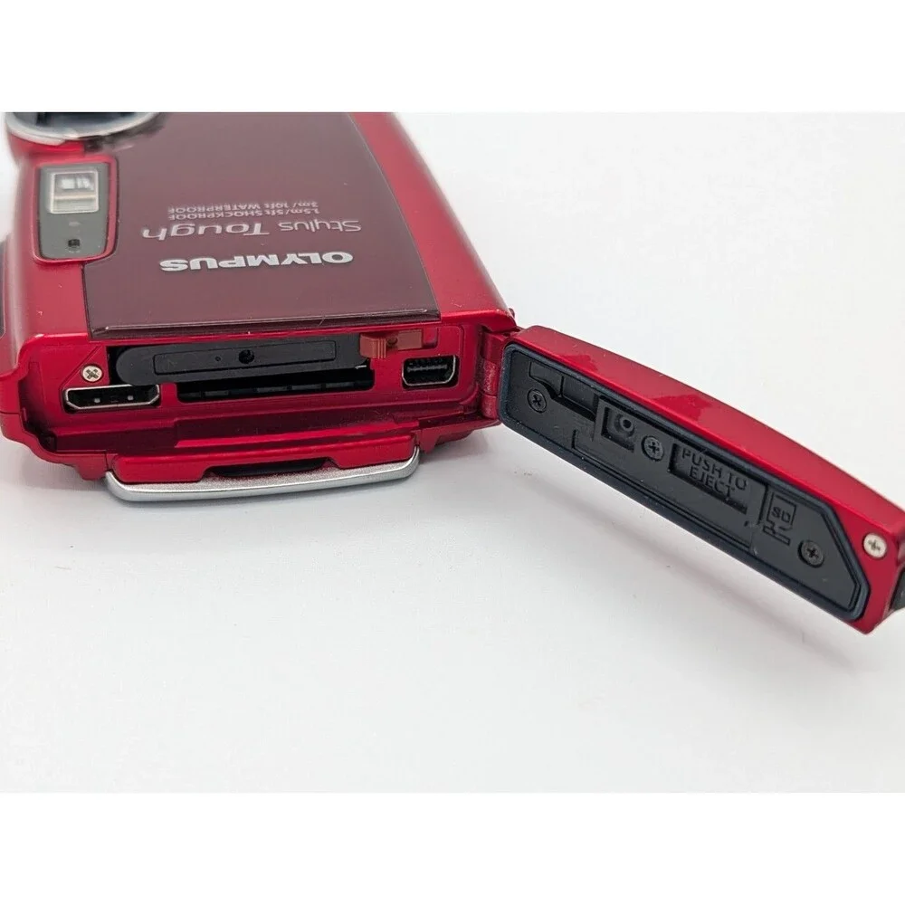 Olympus Stylus Tough 3000 12MP Red Waterproof Camera Bundle w/Case Batteries
